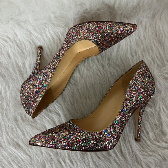 Kate Spade Pointed Toe Licorice Too Rainbow Glitter Pump Heel 7.5 B - Picture 6 of 7